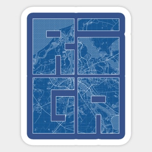 Riga, Latvia City Map Typography - Blueprint Sticker